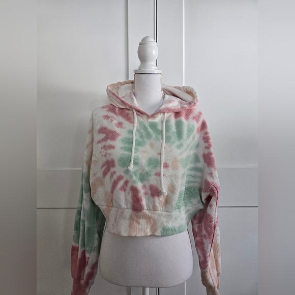 Aeropastale Tie-Dye Hoodie Sweatshirt - Pink, Green, Cream - Picture 6 of 12